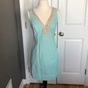 Lilly Pulitzer season and gold dress